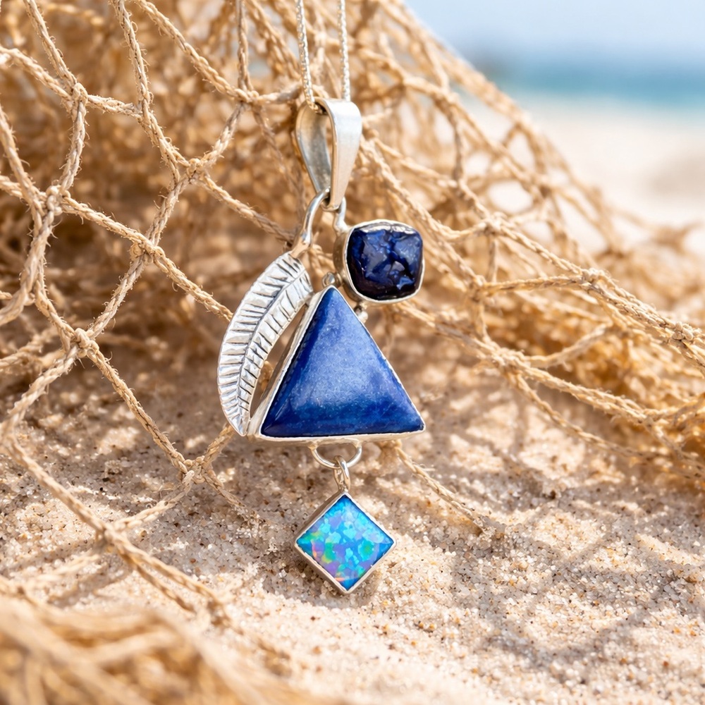 Dumortierite, Sapphire & Opal Necklace
